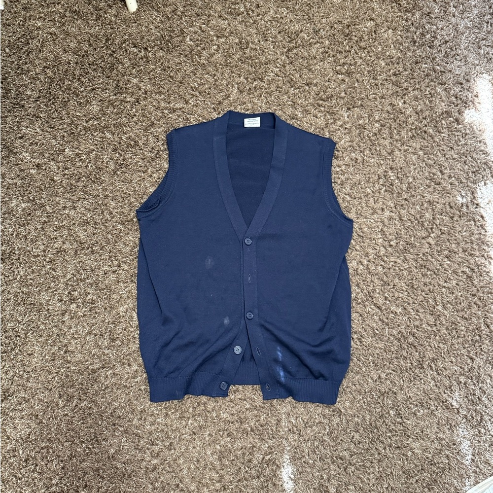 Men's Navy Blue Cardigan Sweater Vest